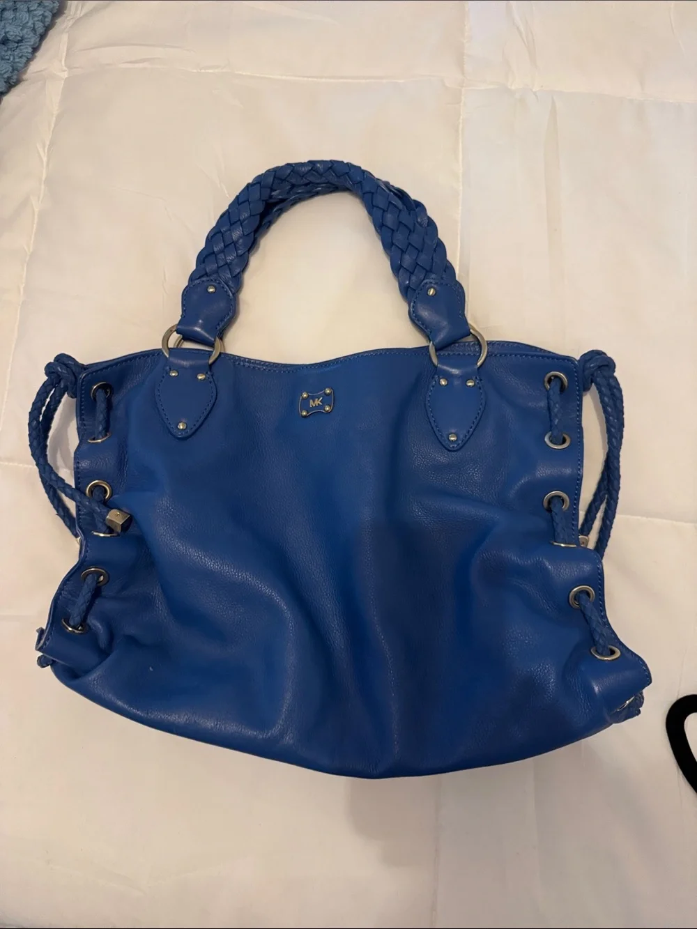 Michael Kors Royal Blue Braided-Handle Shoulder Tote